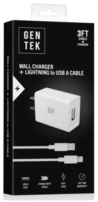 Apple Lightning to USB-A Cable and Wall Charger