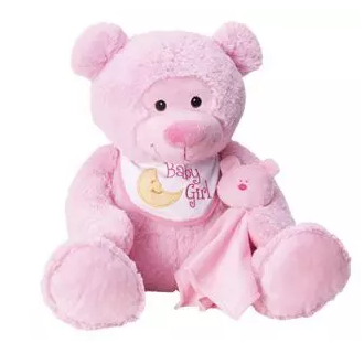 Bear With Bear Bib Blanket Pink
