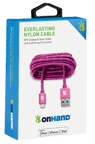 OnHand Charging Cable - Pink 5ft