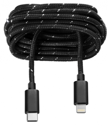 OnHand Everlasting Nylon Charge and Sync Cable - Black 5ft