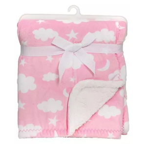 2-Ply Fleece Velboa Baby Blanket - Pink Celestial