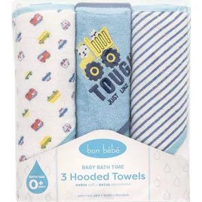 3-Piece Hooded Towel- Blue