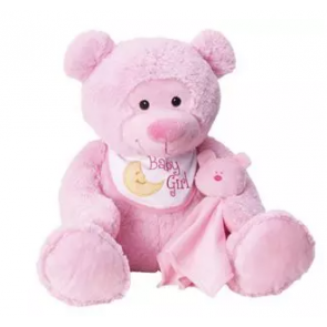 Bear With Bear Bib Blanket Pink