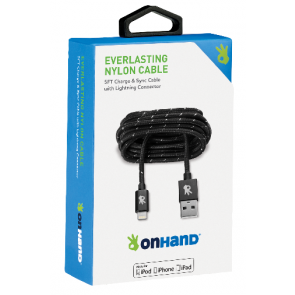 OnHand Everlasting Nylon Sync & Charge Cable 5ft- Black